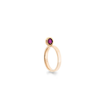 Leslie Paige Round Ruby Yellow Gold Perched Ring