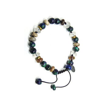 Joseph Brooks Azurite, Malachite, Quartz Crystal, and Wood Opalite Bracelet