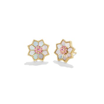 Orly Marcel Mother of Pearl and Pink Sapphire Fez Stud Earrings