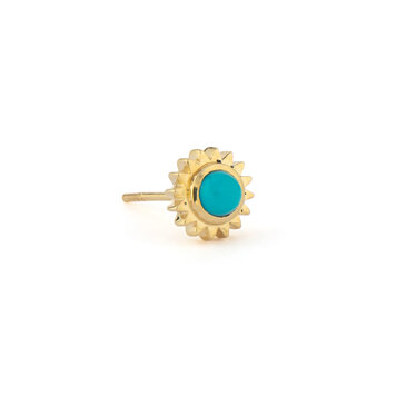 Three Stories Turquoise Sunflower Single Stud Earring