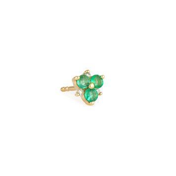 Three Stories Emerald Pave Flower Single Stud Earring