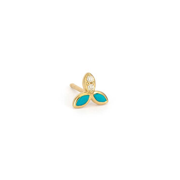 Three Stories Turquoise Petal Single Stud Earring