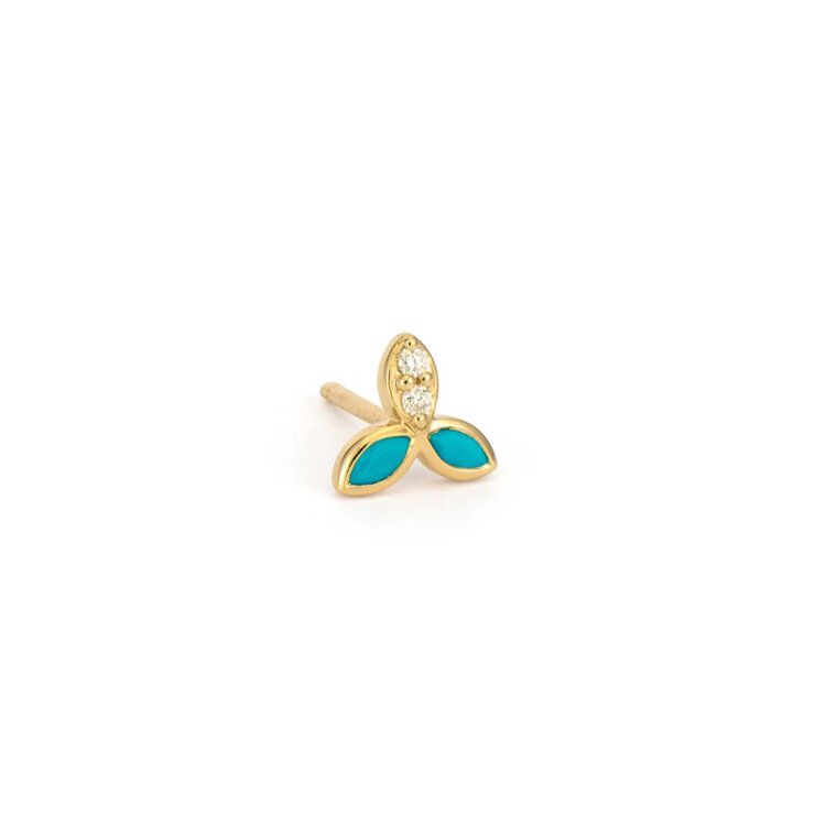 Three Stories Turquoise Petal Single Stud Earring