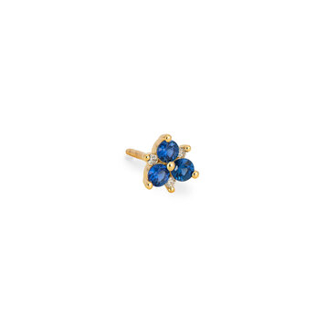 Three Stories Sapphire Pave Flower Single Stud Earring