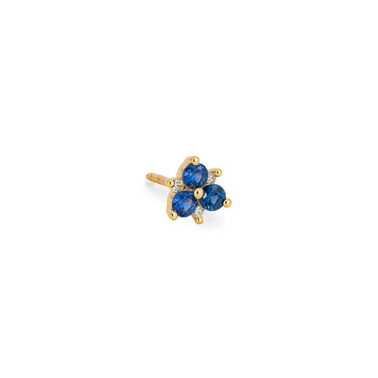 Three Stories Sapphire Pave Flower Single Stud Earring