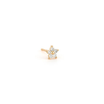 Three Stories Diamond Prong Flower Single Stud Earring