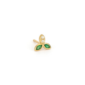 Three Stories Emerald Petal Single Stud Earring