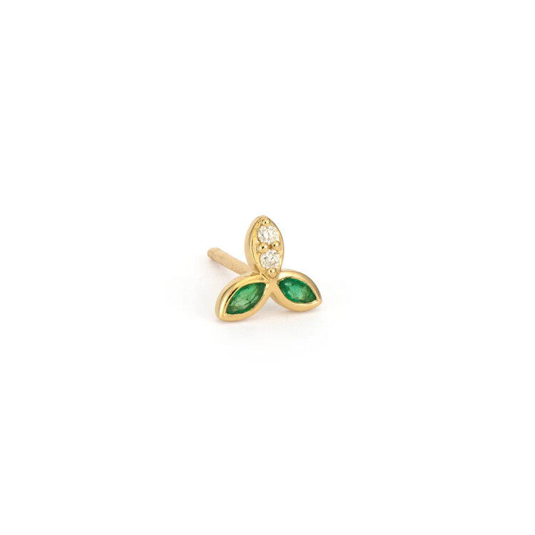 Three Stories Emerald Petal Single Stud Earring