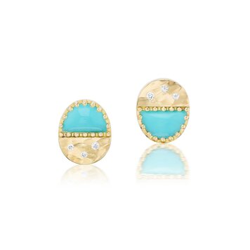 Dana Bronfman Sun and Half Moon Turquoise Stud Earrings