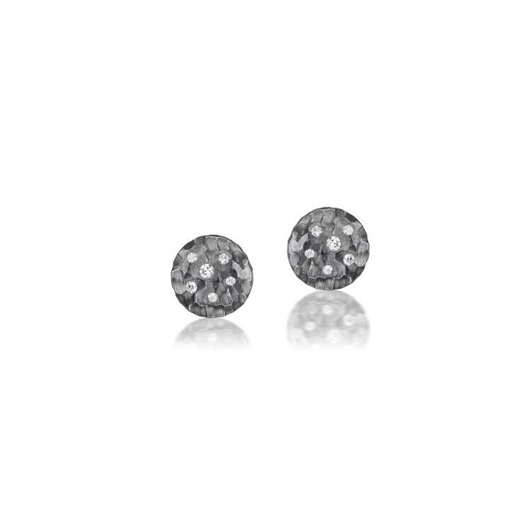 Dana Bronfman Circle Sprinkle Black Rhodium-Plated Stud Earrings