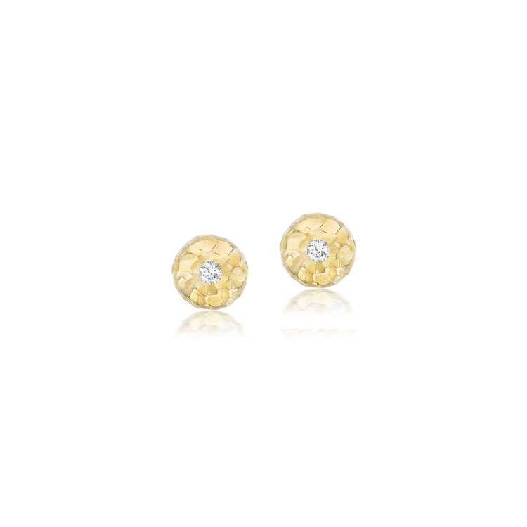 Dana Bronfman Medium Diamond Hammered Donut Stud Earrings