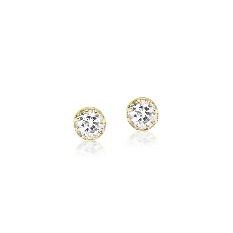 Dana Bronfman Small Diamond Pronged Bezel Stud Earrings