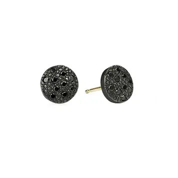 925SUNEERA Carmela Black Diamond and Rhodium Silver Stud Earrings