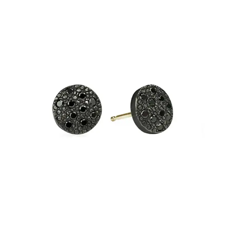 925SUNEERA Carmela Black Diamond and Rhodium Silver Stud Earrings