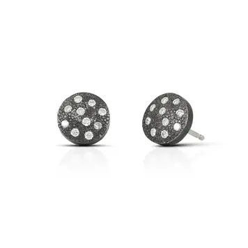 925SUNEERA Caroll White Diamond and Black Rhodium Silver Stud Earrings