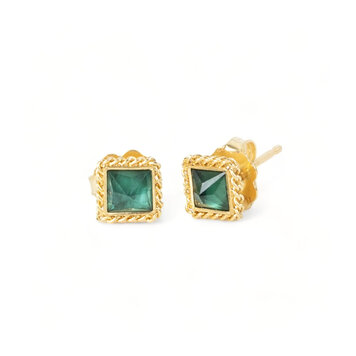 Amali Square Green Tourmaline Stud Earrings