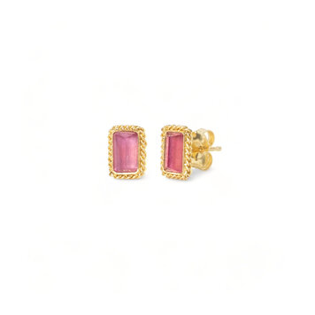 Amali One-of-a-Kind Rectangle Pink Tourmaline Stud Earrings