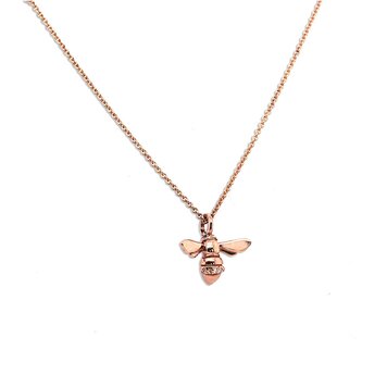 CFJ Bees Rose Gold Tiny Bee Pendant Gold with Diamonds