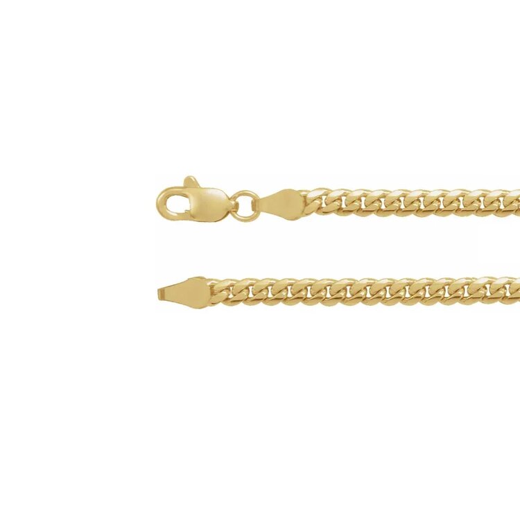 E79 Private Label-Chains Cuban Link Curb Chain 14K Yellow Gold 3.3mm 18"