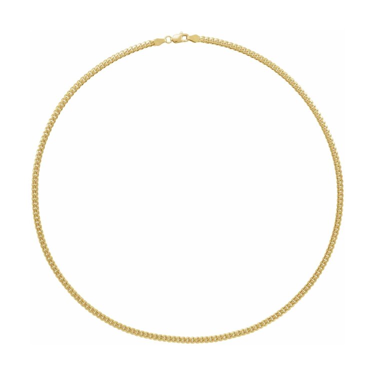 E79 Private Label-Chains Cuban Link Curb Chain 14K Yellow Gold 3.3mm 18"