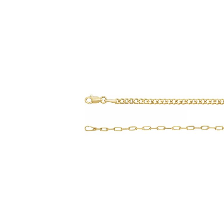 E79 Private Label-Chains Curb and Paperclip-Style Chain 14K Yellow Gold 2.7mm 7" Bracelet