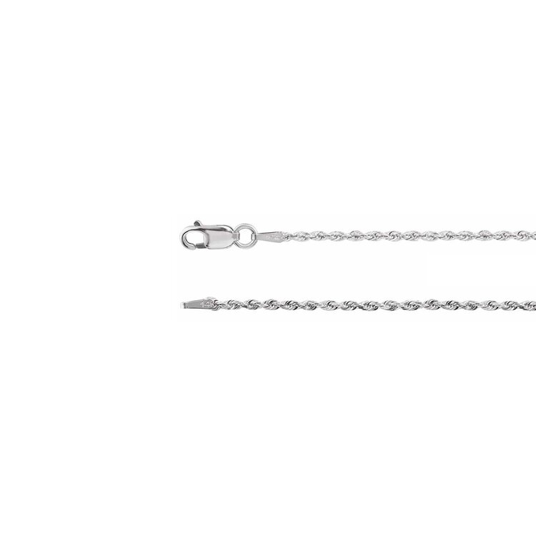 Elements by E79 Chain Bracelets Diamond-Cut Rope Chain 14K White Gold 1.3mm 7" Bracelet
