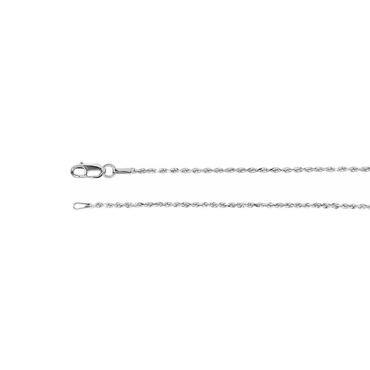 E79 Private Label-Chains Diamond-Cut Rope Chain 14K White Gold 1.3mm 7" Bracelet