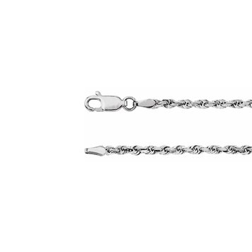 E79 Private Label-Chains Diamond-Cut Rope Chain 14K White Gold 2.5mm 18"