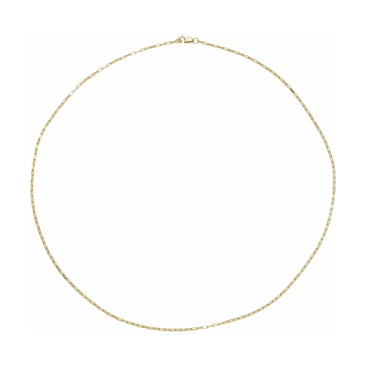 E79 Private Label-Chains Elongated Box Chain 14K Yellow Gold 1.2mm 18"