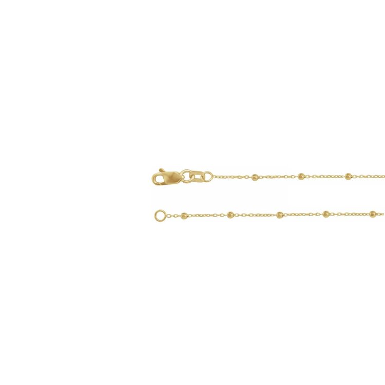 Elements by E79  Chain Necklaces Faceted Beaded Cable Chain 14K Yellow Gold .85mm 18"