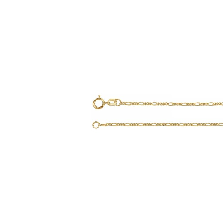 Elements by E79 Chain Bracelets Figaro Chain 14K Yellow Gold 1.28mm 7" Bracelet