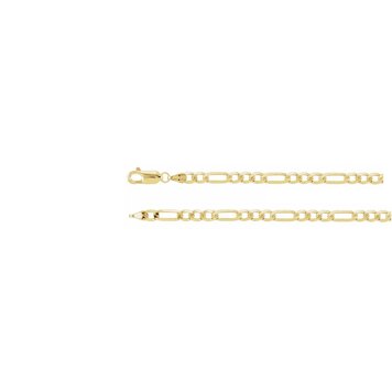 E79 Private Label-Chains Figaro Chain 14K Yellow Gold 4mm 8" Bracelet