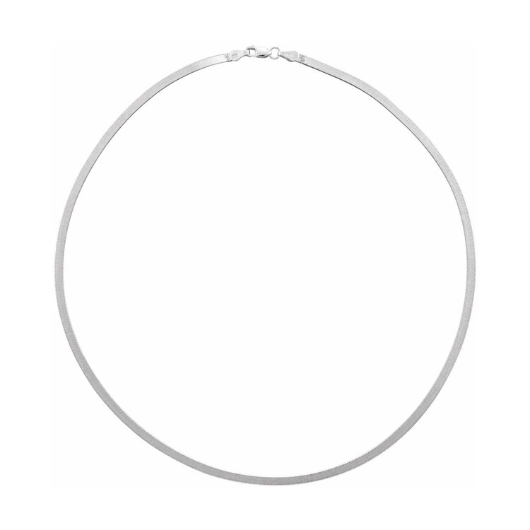 E79 Private Label-Chains Flexible Herringbone Chain 14K White Gold 2.8mm 18"