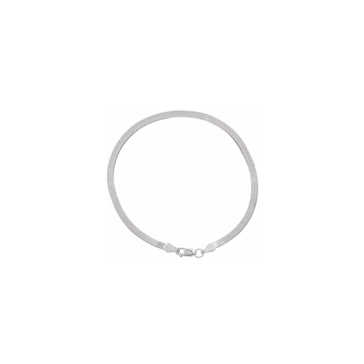 Elements by E79 Chain Bracelets Flexible Herringbone Chain 14K White Gold 2.8mm 7" Bracelet