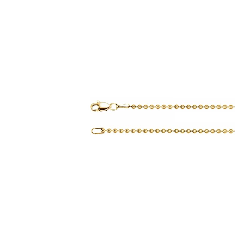 Elements by E79  Chain Necklaces Hollow Bead Chain 14K Yellow Gold 1.8mm 18"