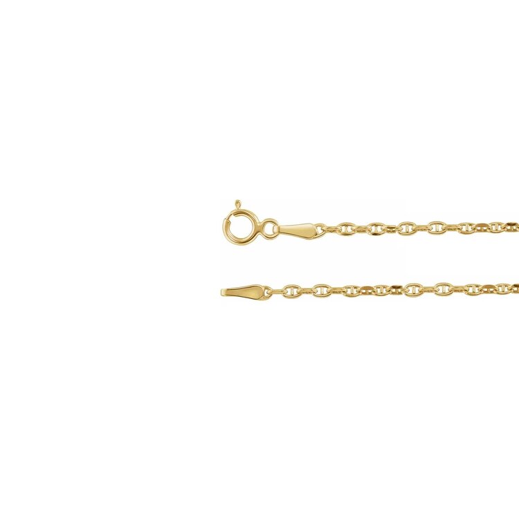 Elements by E79  Chain Necklaces Hollow Diamond-Cut Anchor Chain 14K Yellow Gold 1.8mm 7" Bracelet