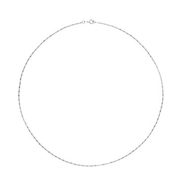 E79 Private Label-Chains Hollow Diamond-Cut Bead Chain 14K White Gold 1.15mm 18"