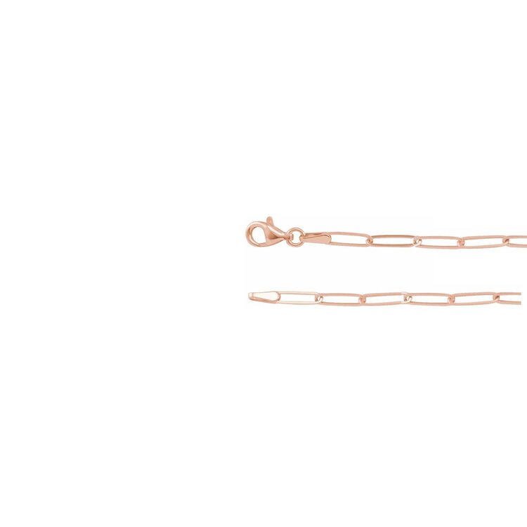 E79 Private Label-Chains Paperclip-Style Chain 14K Rose Gold 2.6mm 7" Bracelet