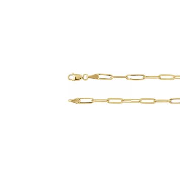 Elements by E79  Chain Necklaces Paperclip-Style Chain 14K Yellow Gold 3.85mm 7" Bracelet