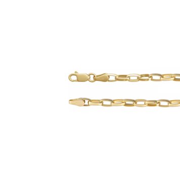 Elements by E79  Chain Necklaces Puffed Oval Cable Chain 14K Yellow Gold 3.9mm 18"