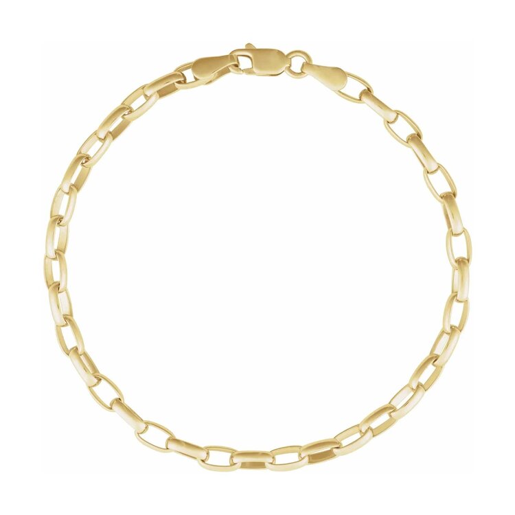 E79 Private Label-Chains Puffed Oval Cable Chain 14K Yellow Gold 3.9mm 18"