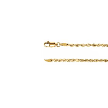 Elements by E79 Chain Bracelets Rope Chain 14K Yellow Gold 2.5mm 7" Bracelet