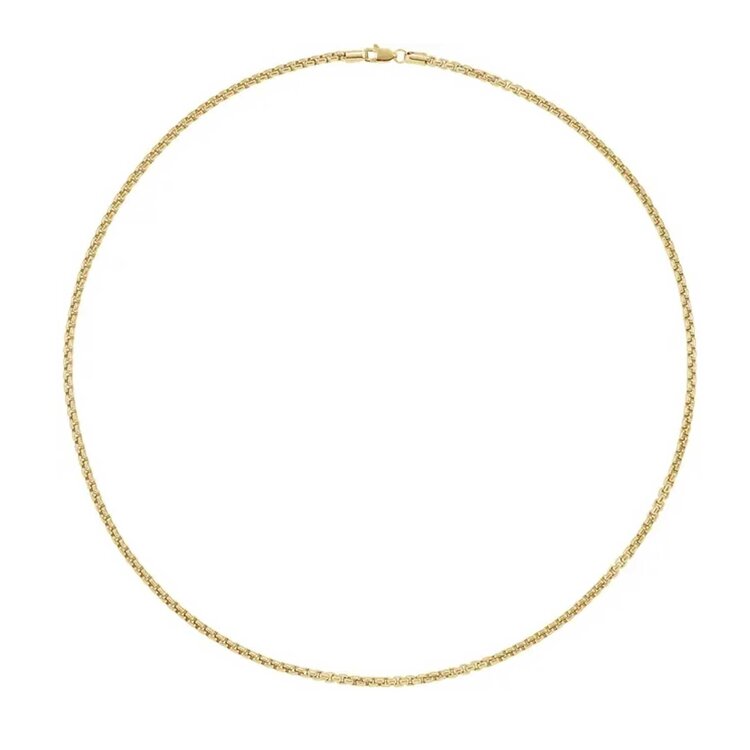 E79 Private Label-Chains Rounded Box Chain 14K Yellow Gold 2.6mm 18"