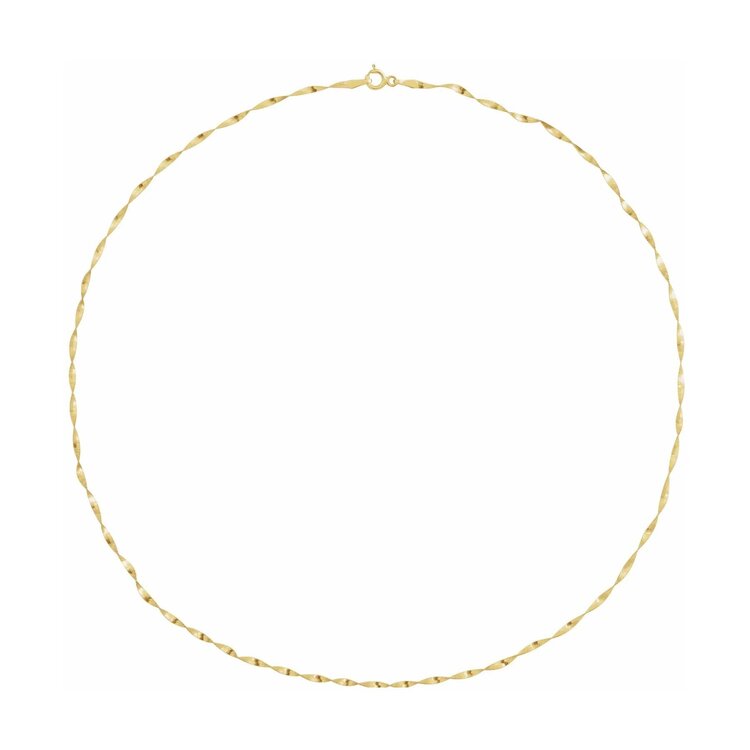 Elements by E79  Chain Necklaces Twisted Herringbone Chain 14K Yellow Gold 1.6mm 18"
