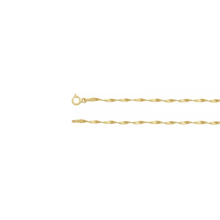Elements by E79  Chain Necklaces Twisted Herringbone Chain 14K Yellow Gold 1.6mm 18"