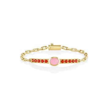 M. Spalten Opal and Orange Sapphire Single Stone Gem ID Bracelet