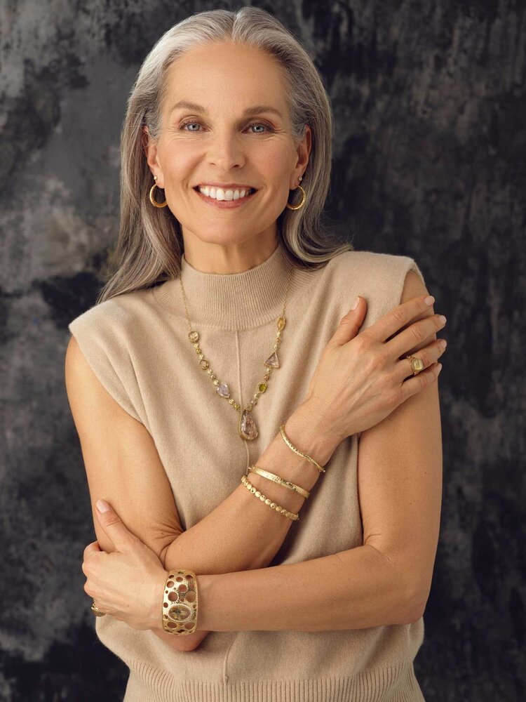 Dana Bronfman Sun Concave Hammered Oval Hinged Gold Bangle