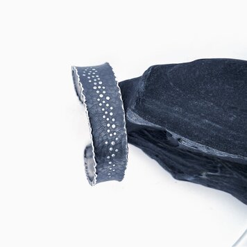 Banzhaf Studio Oxidized Sterling Silver Diamond Trail Cuff 2
