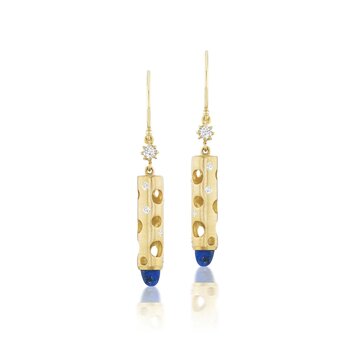 Dana Bronfman Lapis Holly Tube Dangle Earrings