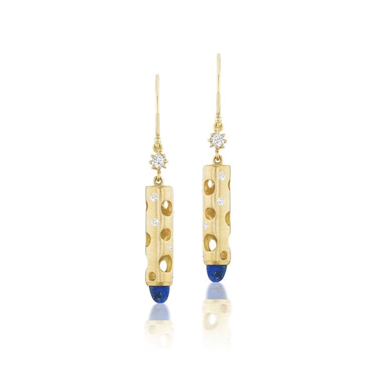 Dana Bronfman Lapis Holly Tube Dangle Earrings